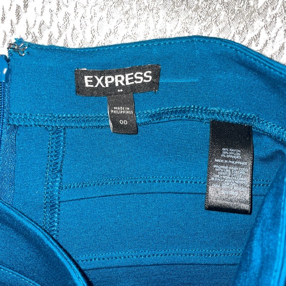 EXPRESS BLUE STRETCH MINI PENCIL SKIRT SIZE 00 - EUC - Picture 3 of 3